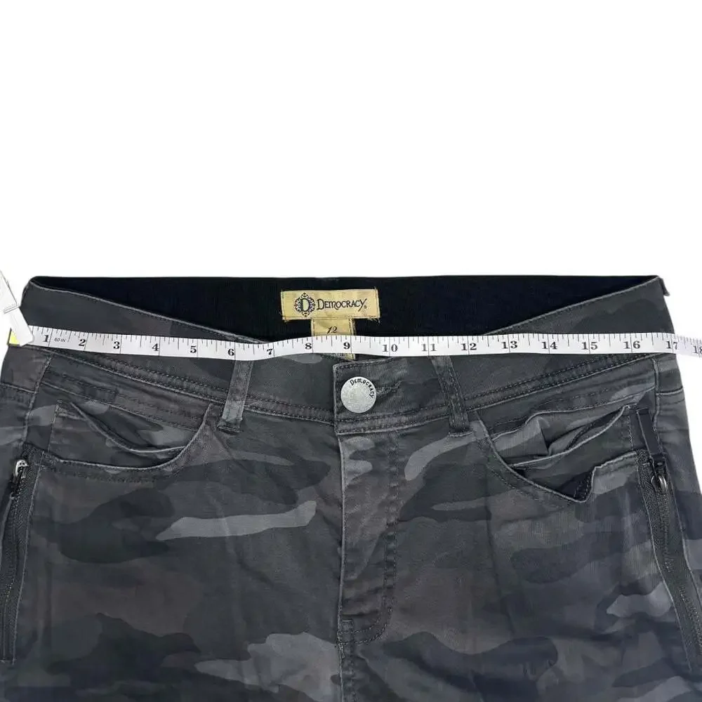 Democracy 'Ab'solution Gray Camouflage Skinny Pants with Zipper Pockets